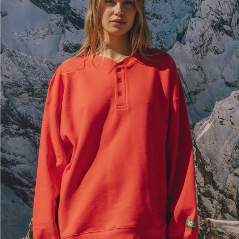 Daily Drills Red Oversized Henley